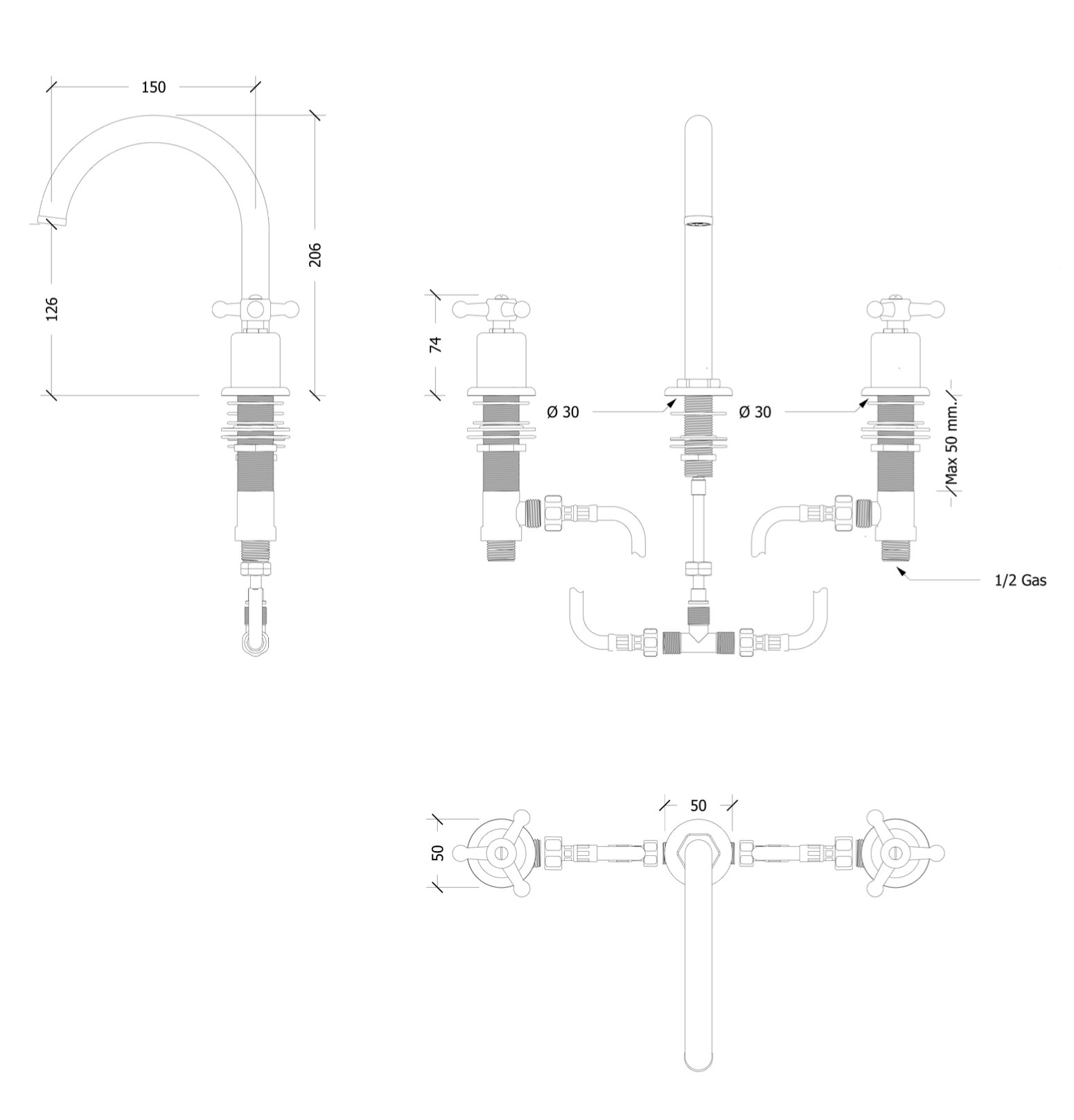 Kappa Bold Three Hole Lavatory
