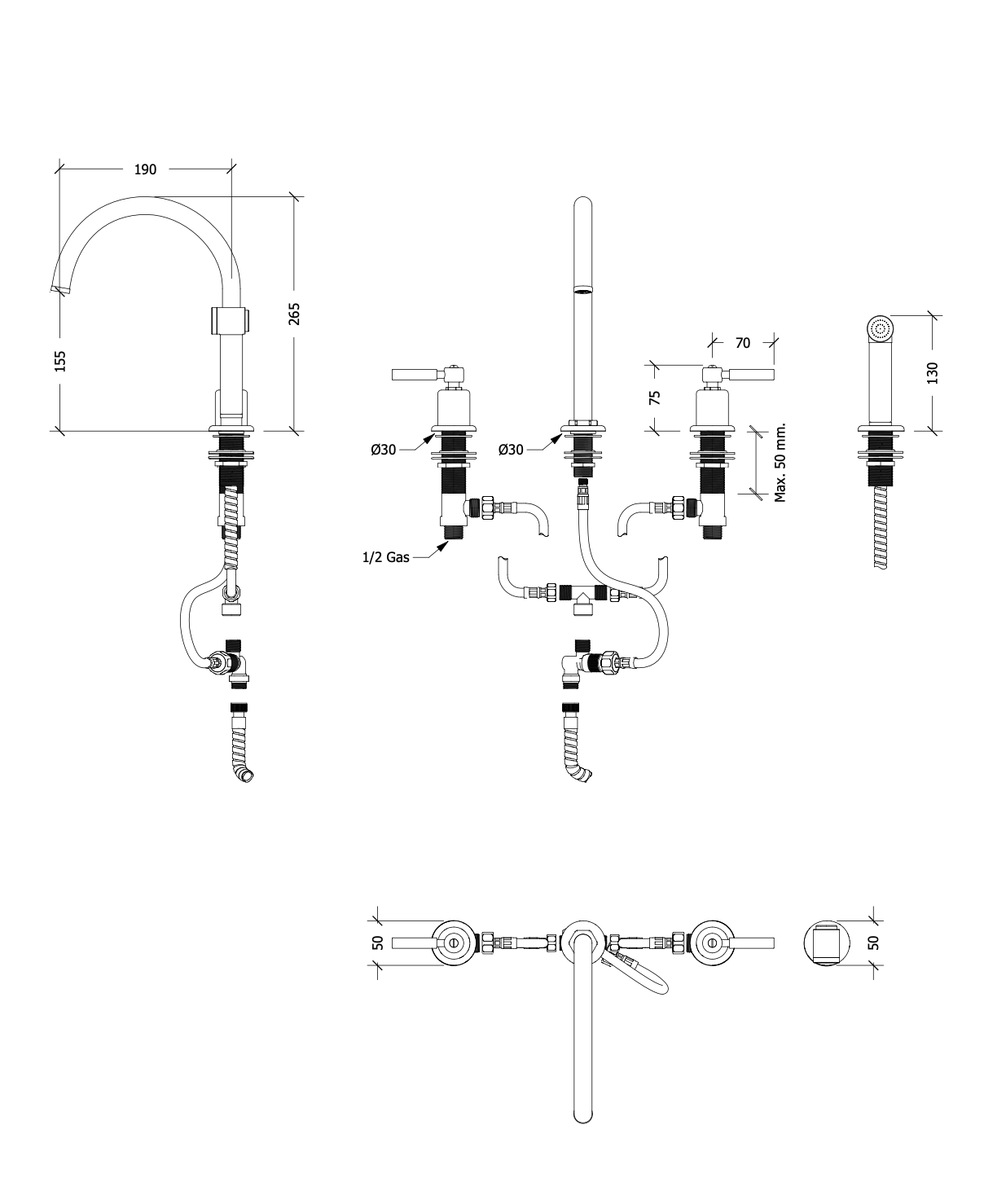Kappa Bold Three Hole Kitchen Set