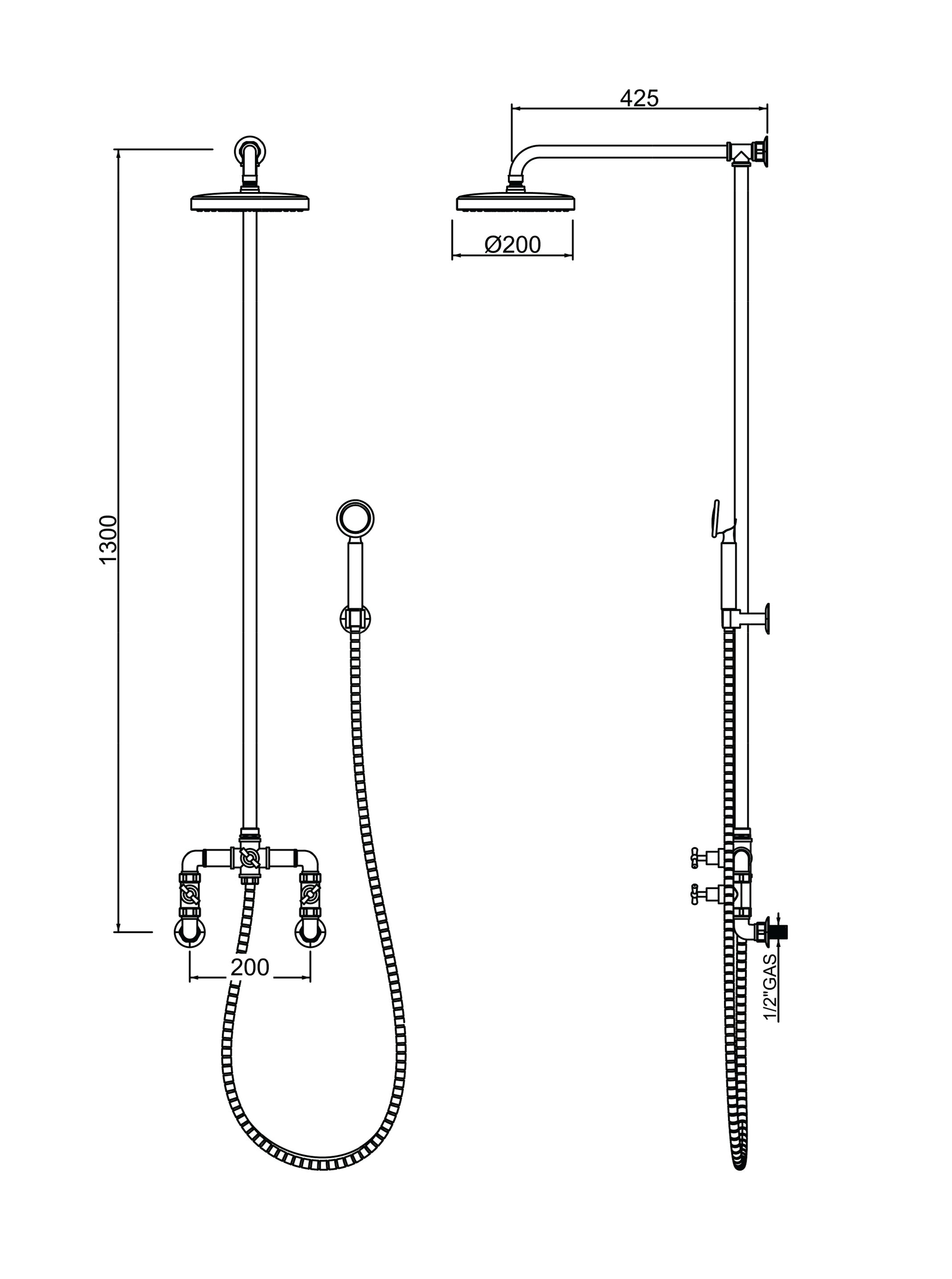 Farfalla Exposed Shower Set with Handshower