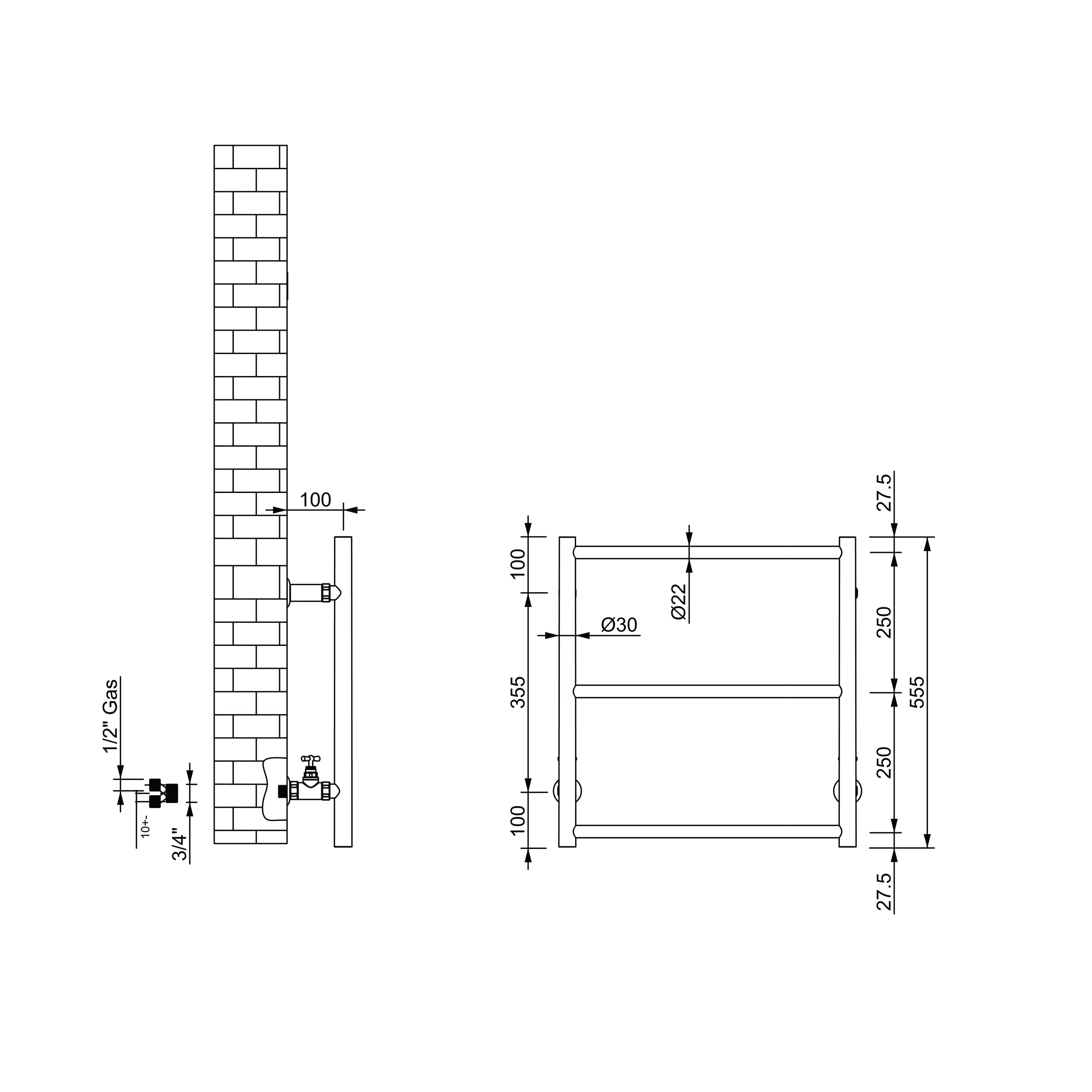 Farfalla Three Bar Towel Heater
