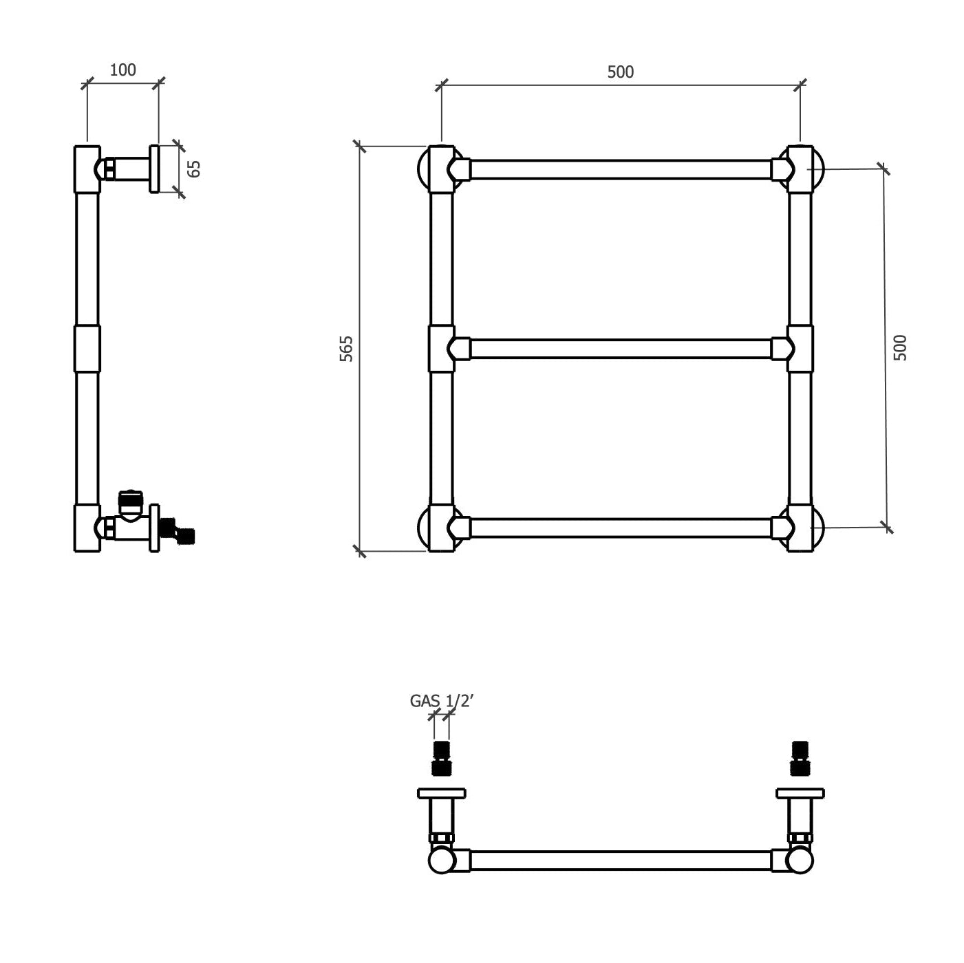 Cielo Three Bar Towel Heater
