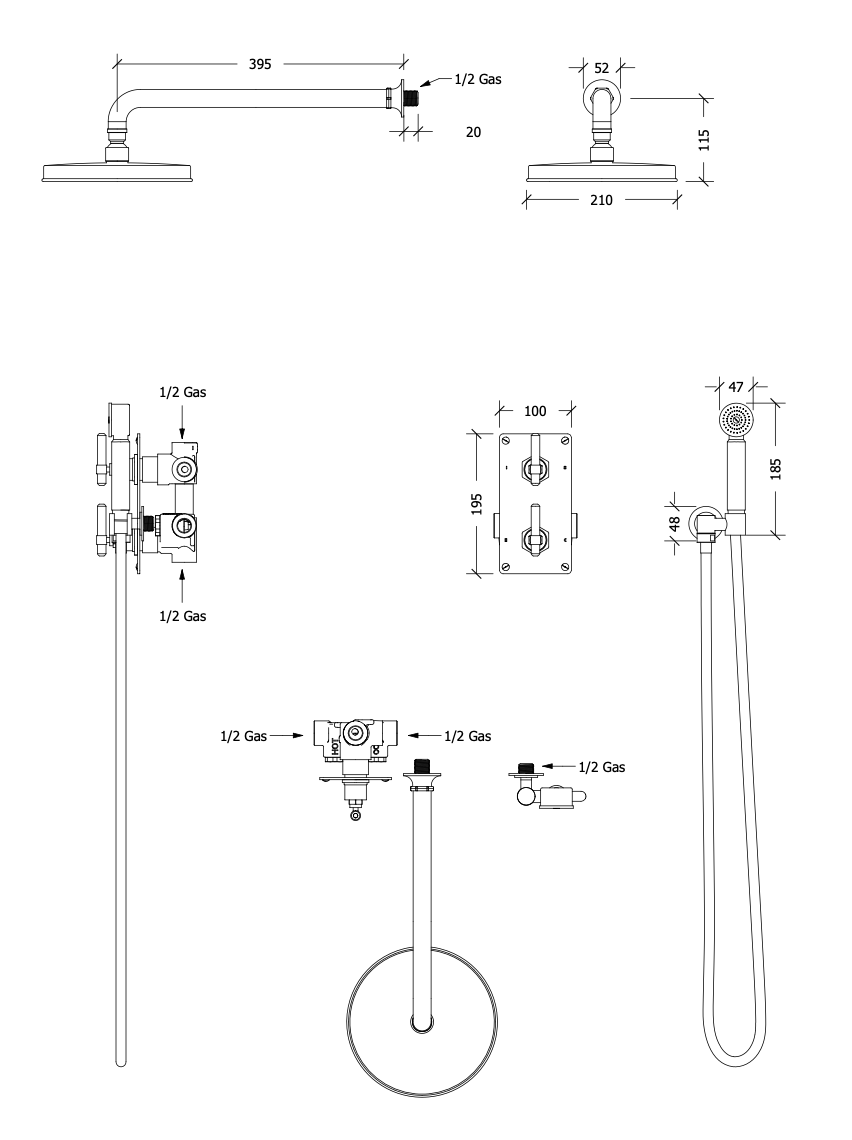Cielo Thermostatic Shower Set