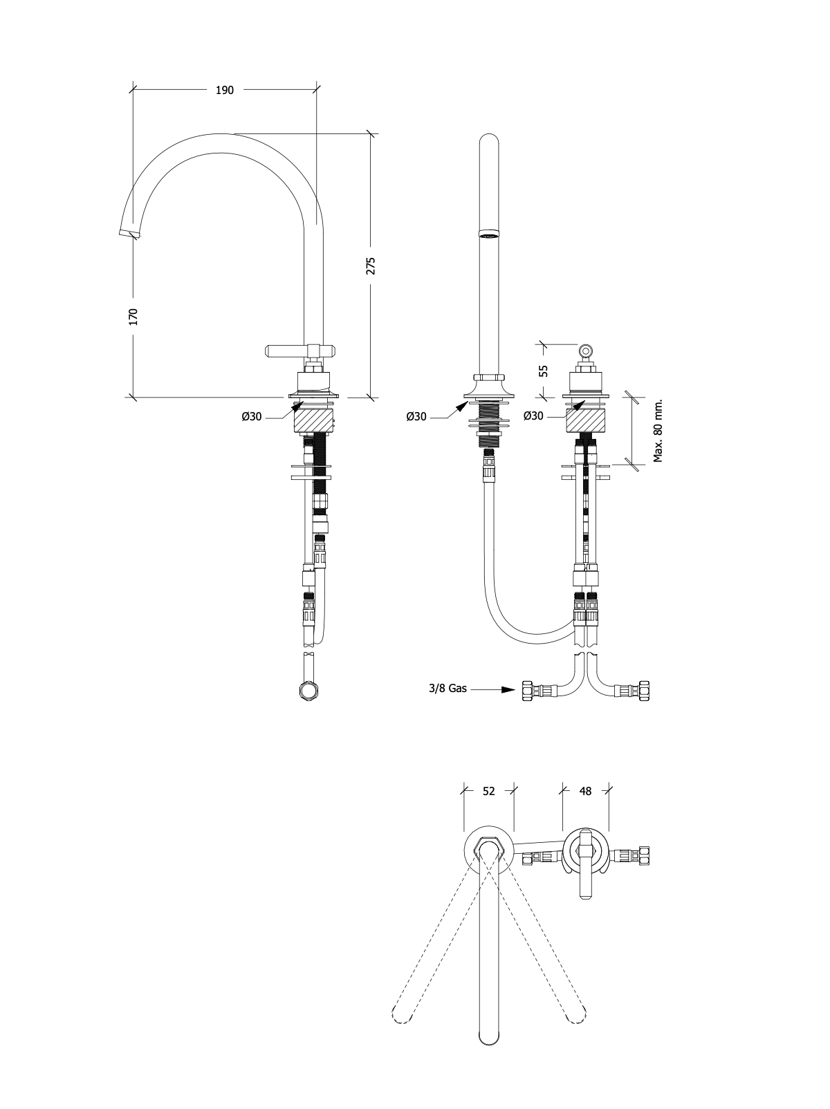 Cielo Sans Two Hole Gooseneck