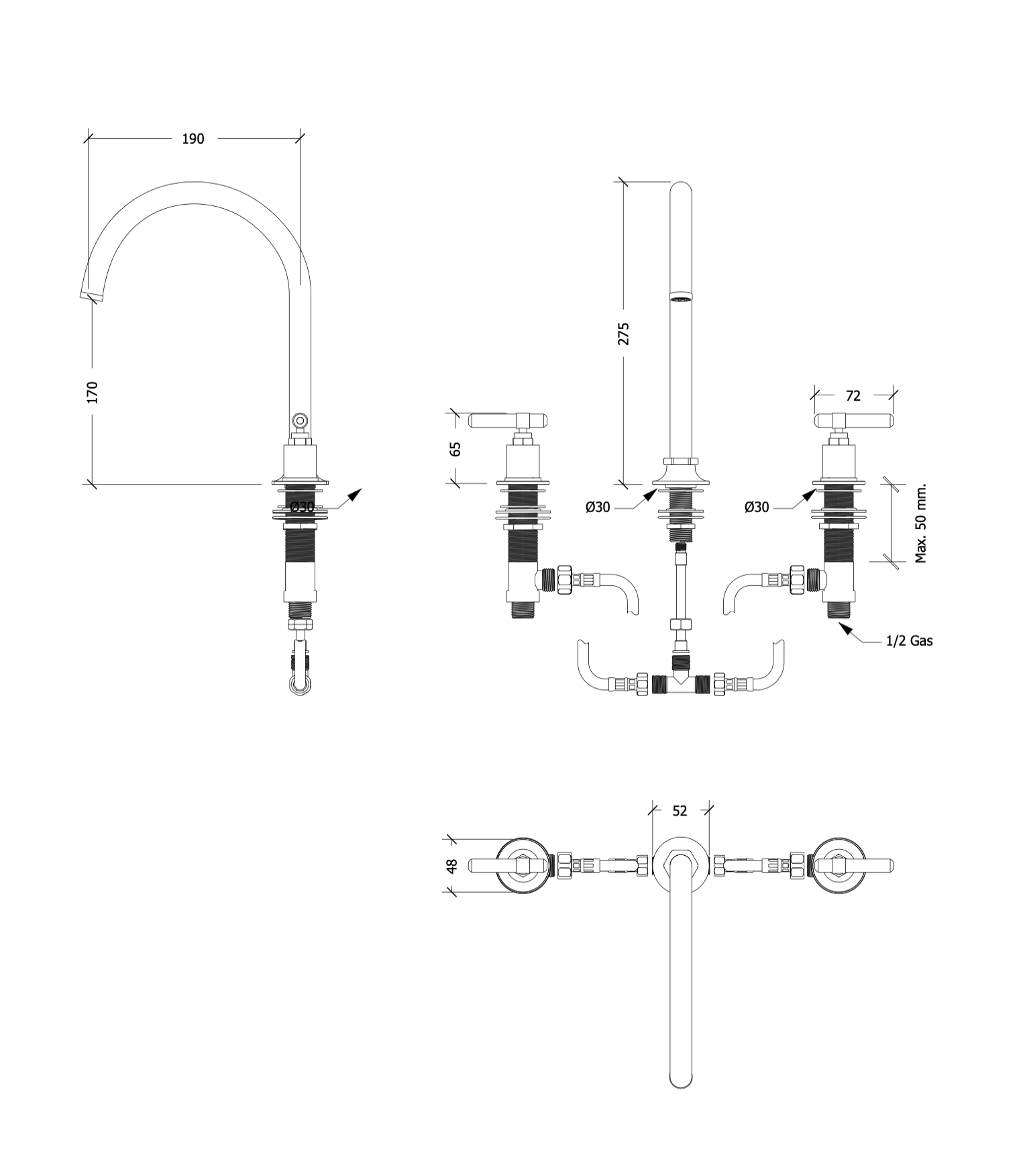 Cielo Sans Three Hole Gooseneck