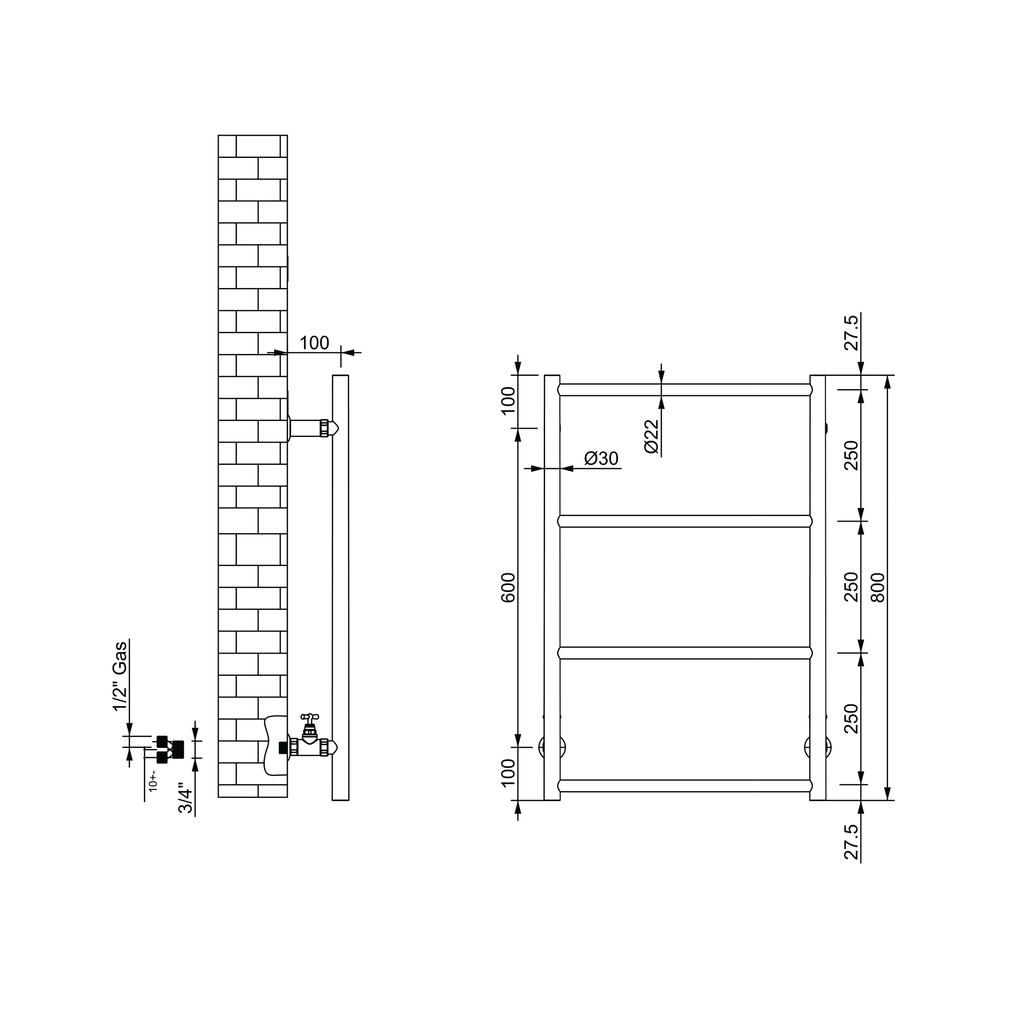 Farfalla Four Bar Towel Heater