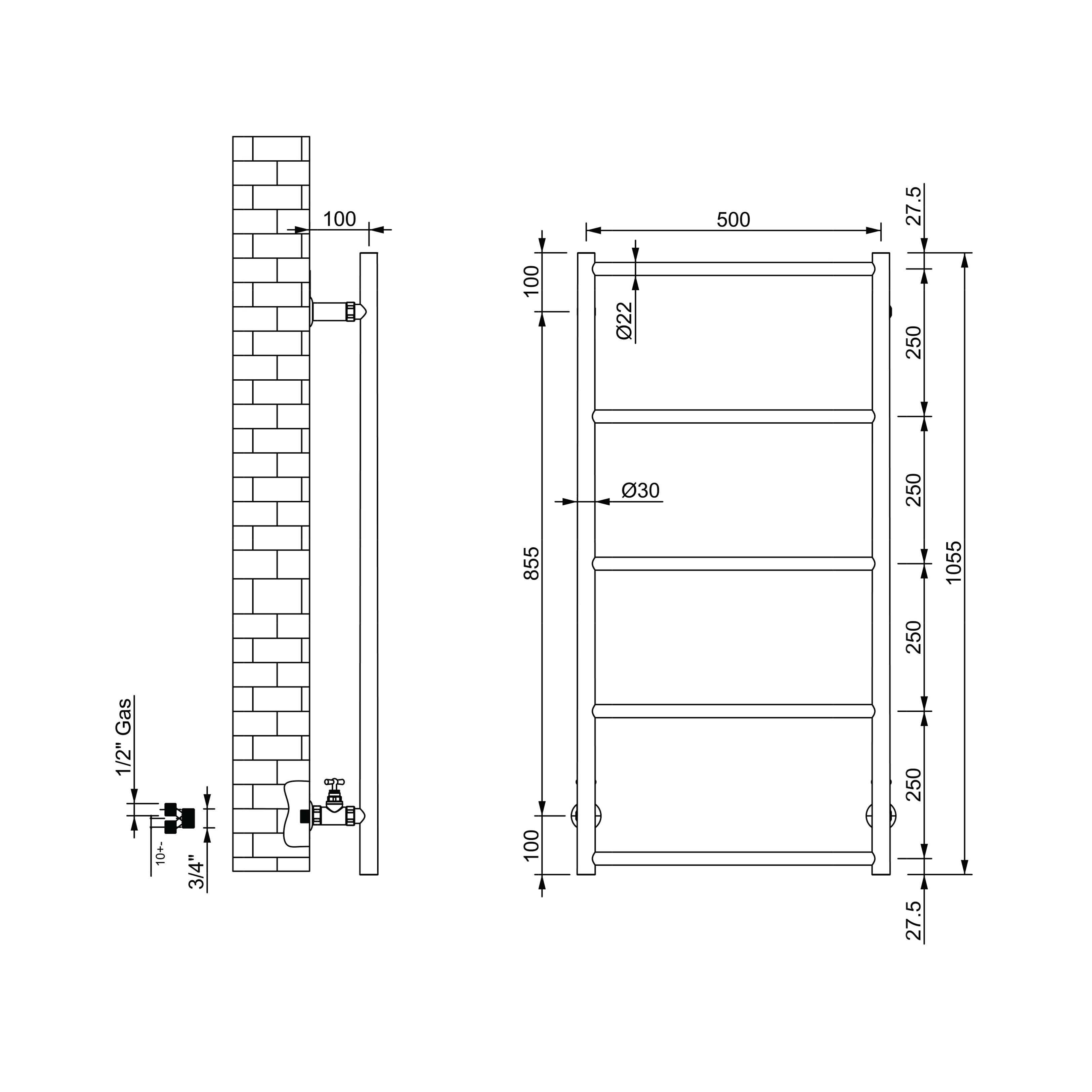 Farfalla Five Bar Towel Heater