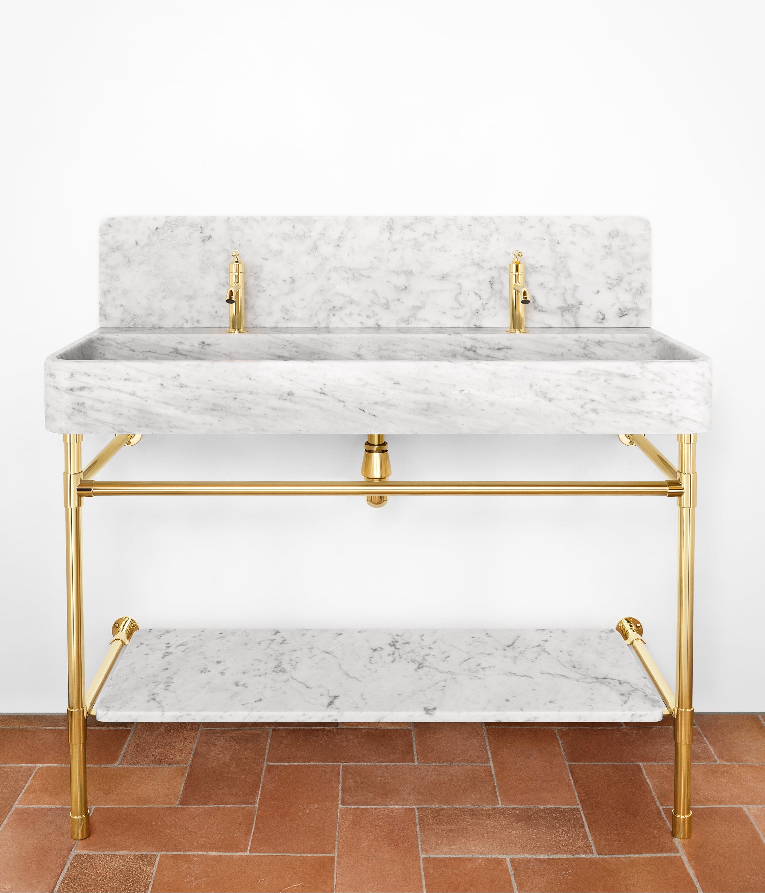 Double Vanity Basin Suite with Marble Shelf