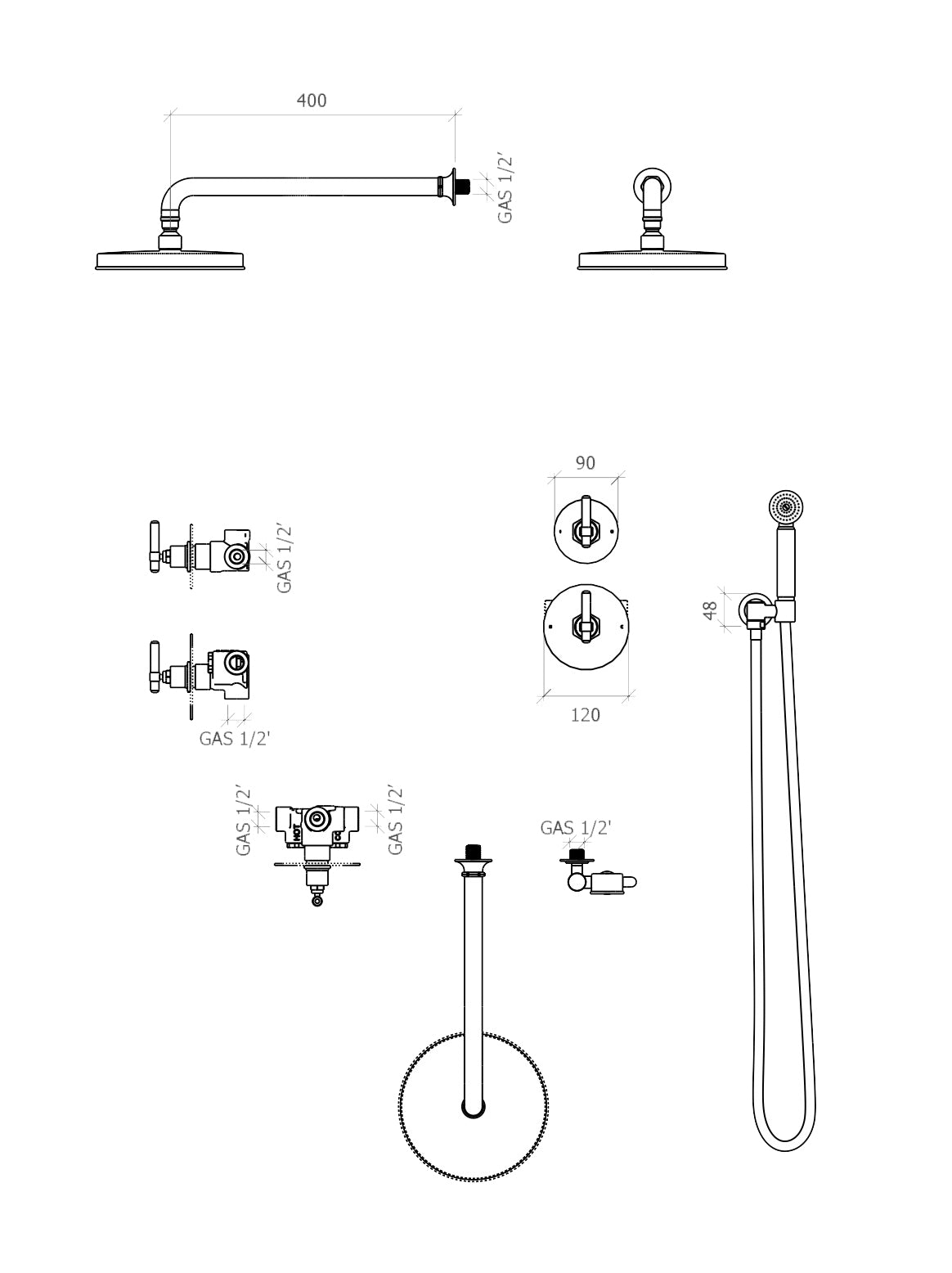 Cielo Sans Thermostatic Shower Set
